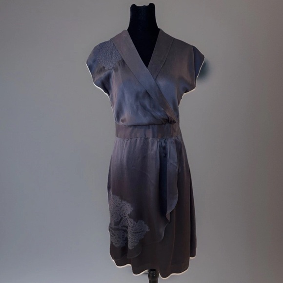 Project Alabama Silk Dress Sz 8 Embroider Retro Y2K Cocktail Party Anthropologie - Picture 1 of 10